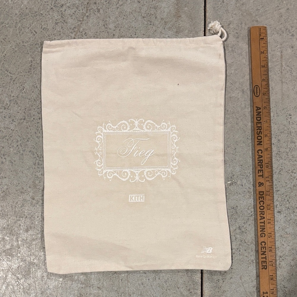 Kith Cream Canvas Drawstring Pouch with White Print